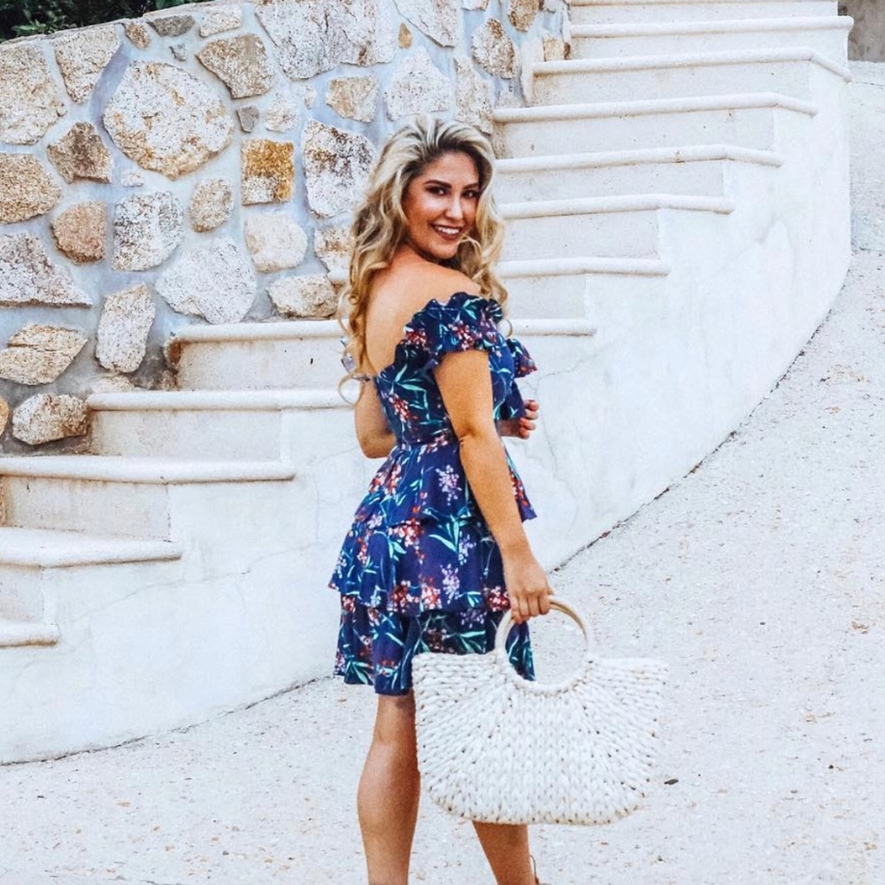 Blue floral mini dress